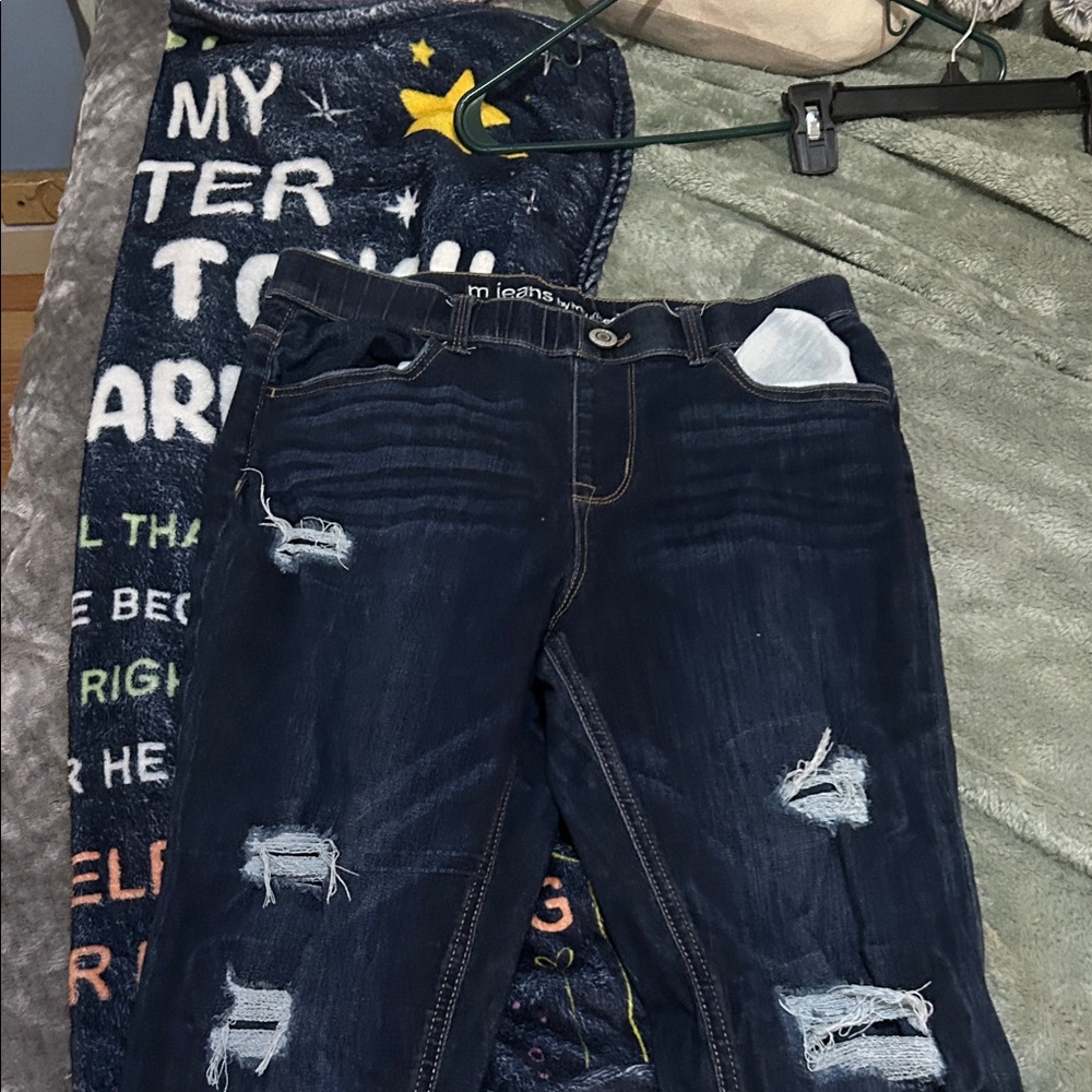 Maurices Dark Blue High Rise Distressed Jeans